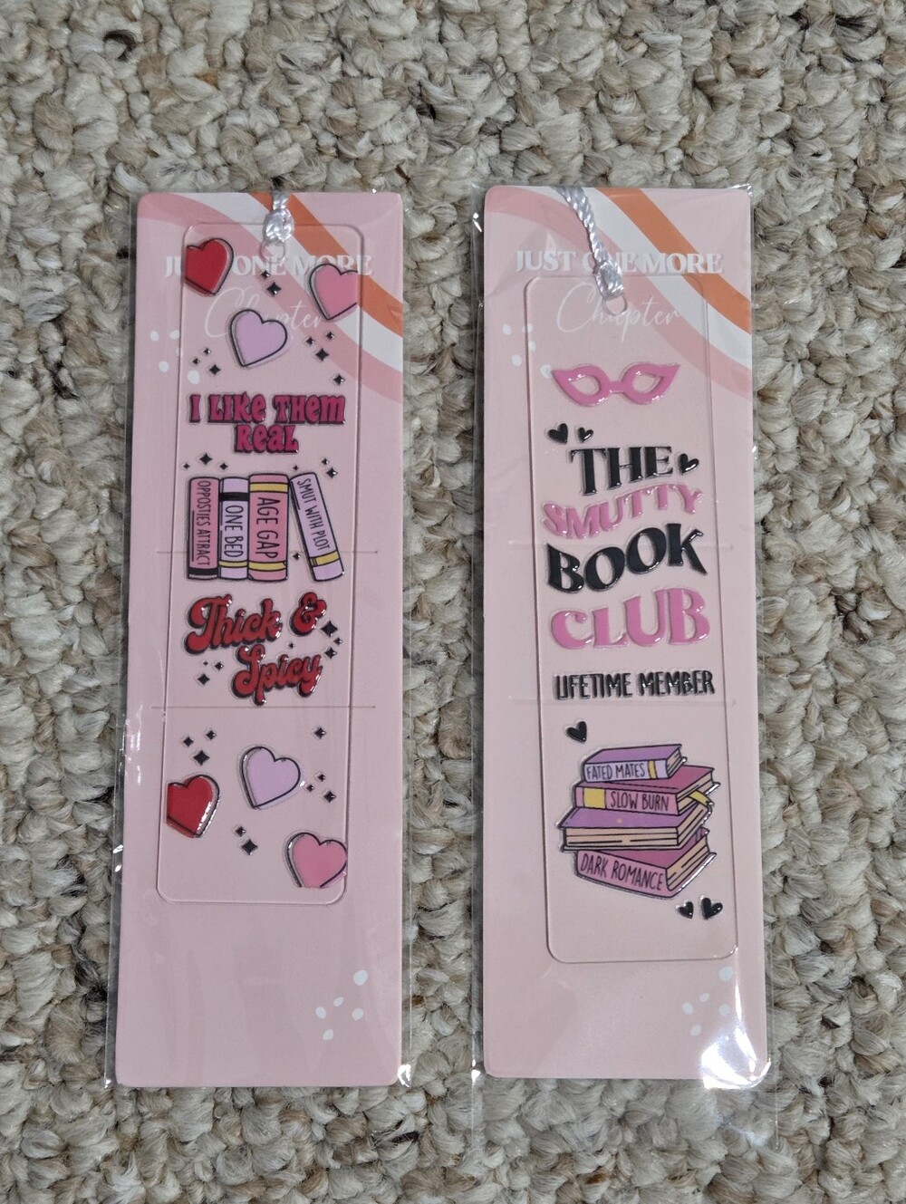 Hand Crafted Pink Book Club and Heart Bookmarks